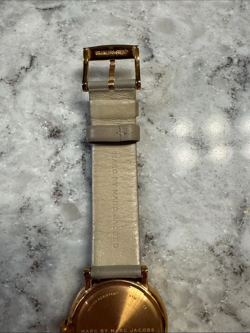 Marc by Marc Jacobs Beige Leather Watch with Gold-Tone Case